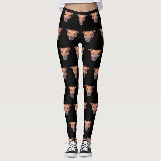 Staffordshire Bull Terrier Face Pattern Leggings (Voorkant)