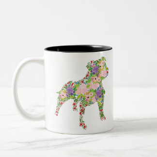 Staffordshire Bull Terrier Floral Tweekleurige Koffiemok