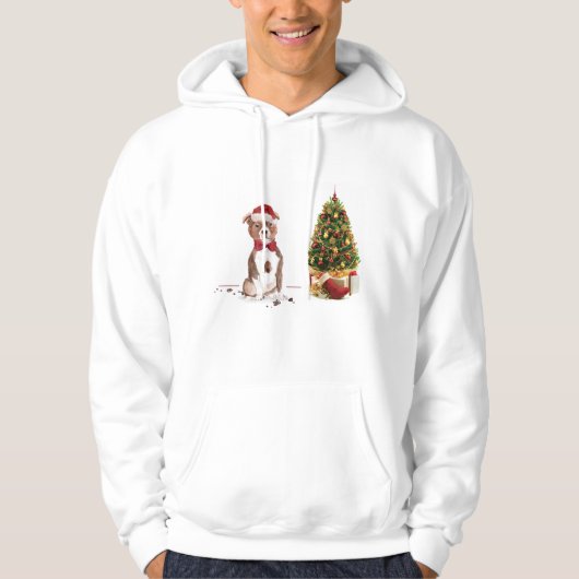 Staffordshire Bull Terrier Funny Kersthond Hoodie (Voorkant)