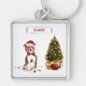 Staffordshire Bull Terrier Funny Kersthond Sleutelhanger (Voorkant)