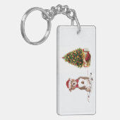 Staffordshire Bull Terrier Funny Kersthond Sleutelhanger (Voorkant Links)
