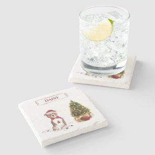 Staffordshire Bull Terrier Funny Kersthond Stenen Onderzetter