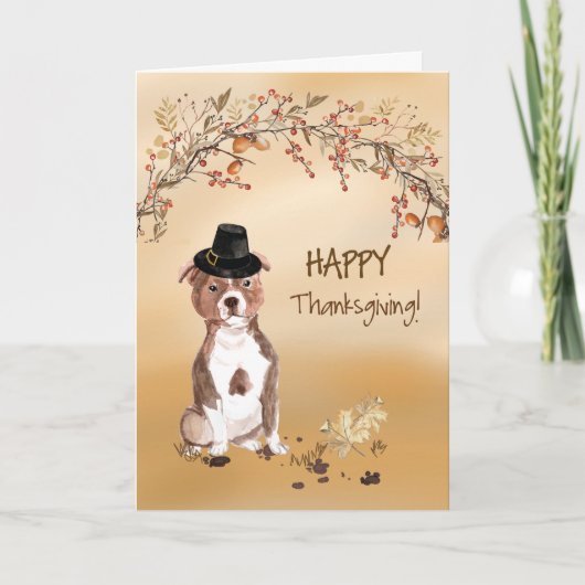 Staffordshire Bull Terrier Funny Pet Thanksgiving Kaart (Voorkant)