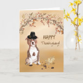 Staffordshire Bull Terrier Funny Pet Thanksgiving Kaart (Gele Bloem)