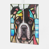 Staffordshire Bull Terrier "Glas in lood" Glas Ornament (Voorkant links)