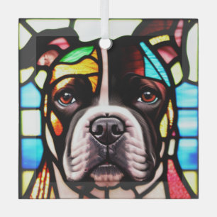 Staffordshire Bull Terrier "Glas in lood" Glas Ornament