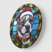 Staffordshire Bull Terrier Glas in lood Kerst Grote Klok (Hoek)