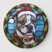 Staffordshire Bull Terrier Glas in lood Kerst Grote Klok (Voorkant)