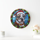 Staffordshire Bull Terrier Glas in lood Kerst Grote Klok (Huis)