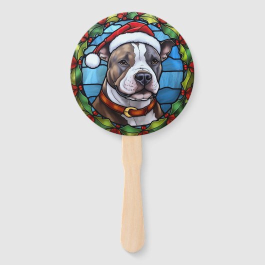 Staffordshire Bull Terrier Glas in lood Kerst Handwaaier (Voorkant)