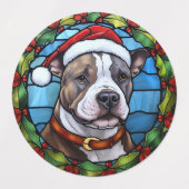 Staffordshire Bull Terrier Glas in lood Kerst Labels (Design 2)