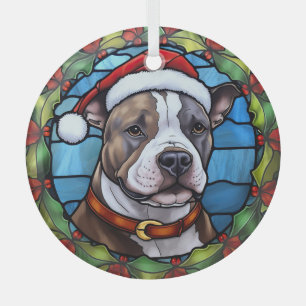 Staffordshire Bull Terrier Glas in lood Kerst Ornament
