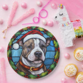 Staffordshire Bull Terrier Glas in lood Kerst Papieren Bordje (Feest)