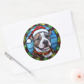Staffordshire Bull Terrier Glas in lood Kerst Ronde Sticker (Envelop)