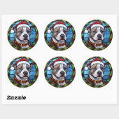 Staffordshire Bull Terrier Glas in lood Kerst Ronde Sticker (Vel)