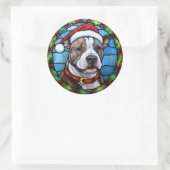Staffordshire Bull Terrier Glas in lood Kerst Ronde Sticker (Tas)