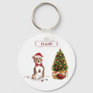 Staffordshire Bull Terrier Grappige Kerst Hond Sleutelhanger
