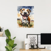 Staffordshire Bull Terrier - Hond Art Print (Thuiskantoor)
