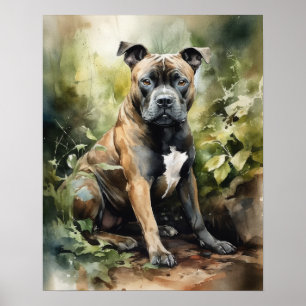 Staffordshire Bull Terrier Hondenkunst Print Poste