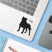 Staffordshire Bull Terrier Hondensilhouet Sticker (Laptop met iPhone)