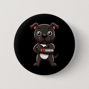 Staffordshire Bull Terrier Ik hou van opa Funny Do Ronde Button 5,7 Cm