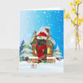 Staffordshire Bull Terrier in de sneeuw met Kerstm Kaart (Gele Bloem)