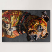 Staffordshire Bull Terrier in krijger kleding Legpuzzel (Horizontaal)
