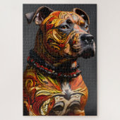 Staffordshire Bull Terrier in krijger kleding Legpuzzel (Verticaal)