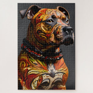 Staffordshire Bull Terrier in krijger kleding Legpuzzel