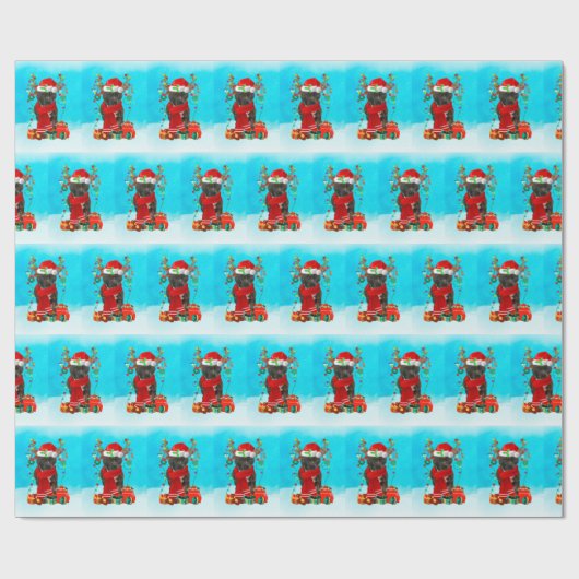 Staffordshire Bull Terrier in sneeuw met Kerstmis Cadeaupapier (Vlak)