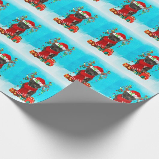 Staffordshire Bull Terrier in sneeuw met Kerstmis Cadeaupapier (Hoek)