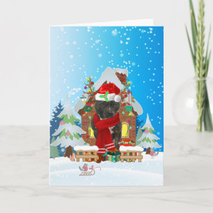 Staffordshire Bull Terrier in sneeuw met Kerstmis Kaart