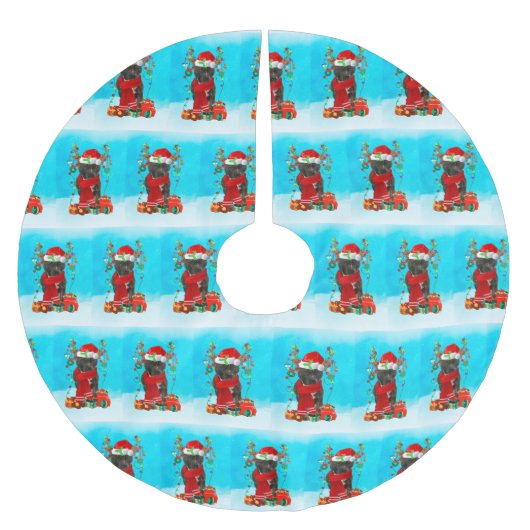 Staffordshire Bull Terrier in sneeuw met Kerstmis Kerstboom Rok (Voorkant)