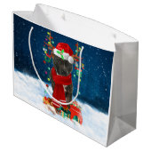 Staffordshire Bull Terrier in Snow met Kerstmis Groot Cadeauzakje (Achterkant Gekanteld)