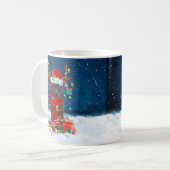 Staffordshire Bull Terrier in Snow met Kerstmis Koffiemok (Voorkant links)