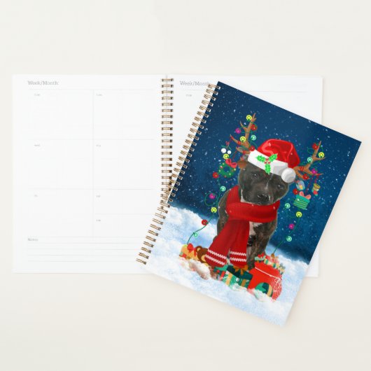 Staffordshire Bull Terrier in Snow met Kerstmis Planner (Display)