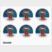 Staffordshire Bull Terrier in Snow met Kerstmis Ronde Sticker (Vel)