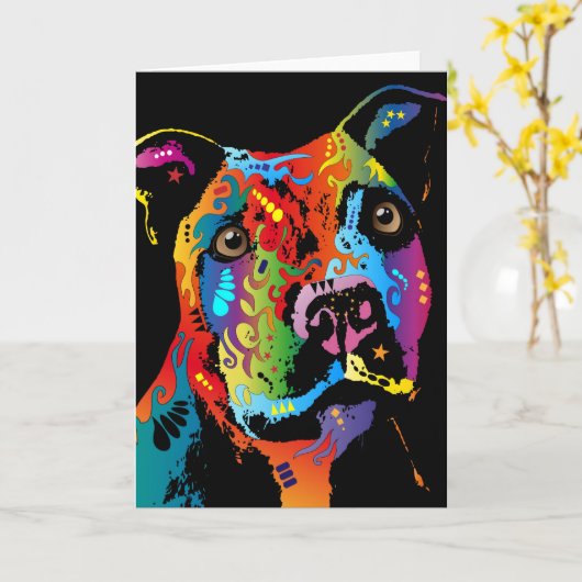 Staffordshire Bull terrier Kaart (Gele Bloem)