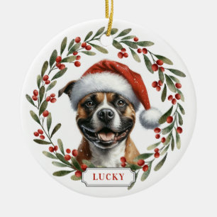 Staffordshire Bull Terrier Keramische Cirkel Ornam Keramisch Ornament