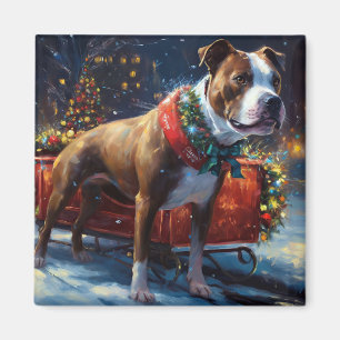 Staffordshire Bull Terrier Kerst Festiviteit Magneet