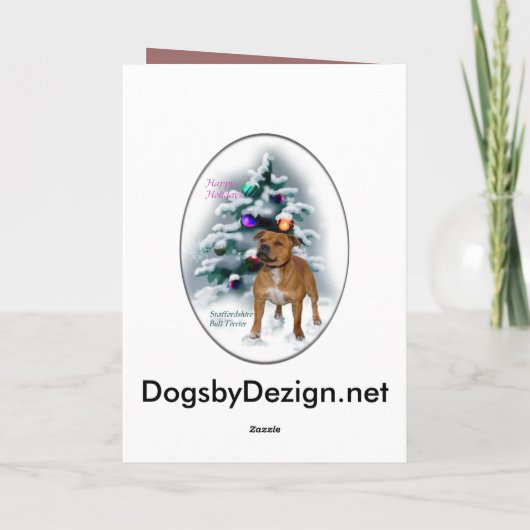Staffordshire Bull Terrier-kerstcadeaus Feestdagen Kaart (Achterkant)