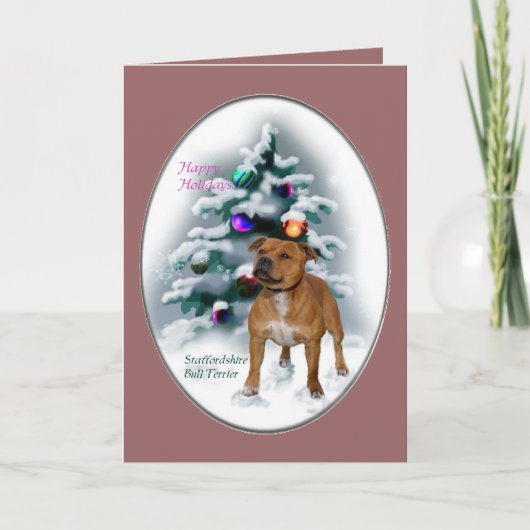 Staffordshire Bull Terrier-kerstcadeaus Feestdagen Kaart (Voorkant)