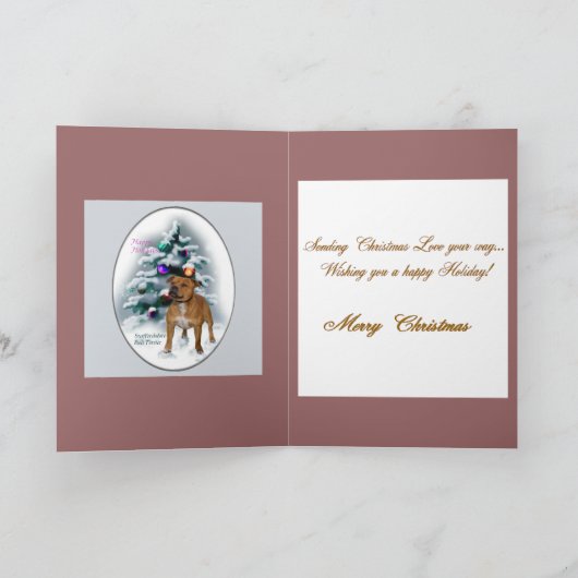 Staffordshire Bull Terrier-kerstcadeaus Feestdagen Kaart (Binnen)