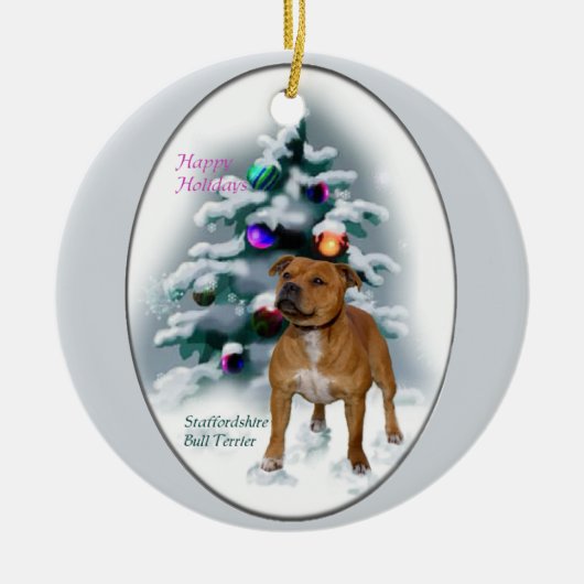Staffordshire Bull Terrier-kerstcadeaus Keramisch Ornament (Voorkant)