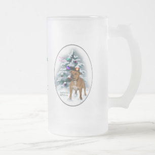 Staffordshire Bull Terrier-kerstcadeaus Matglas Bierpul