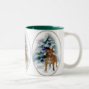 Staffordshire Bull Terrier-kerstcadeaus Tweekleurige Koffiemok