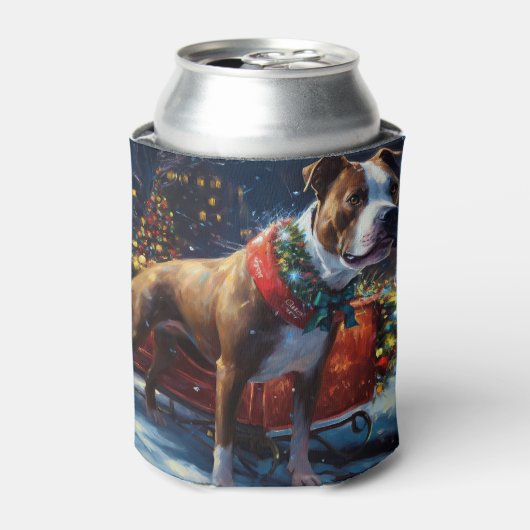 Staffordshire Bull Terrier Kerstfeest Blikjeskoeler (Blikje Voorkant)