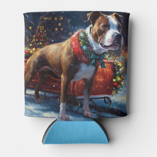 Staffordshire Bull Terrier Kerstfeest Blikjeskoeler (Voorkant)