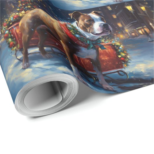 Staffordshire Bull Terrier Kerstfeest Cadeaupapier (Rol Hoek)