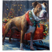 Staffordshire Bull Terrier Kerstfeest Douchegordijn (Voorkant)